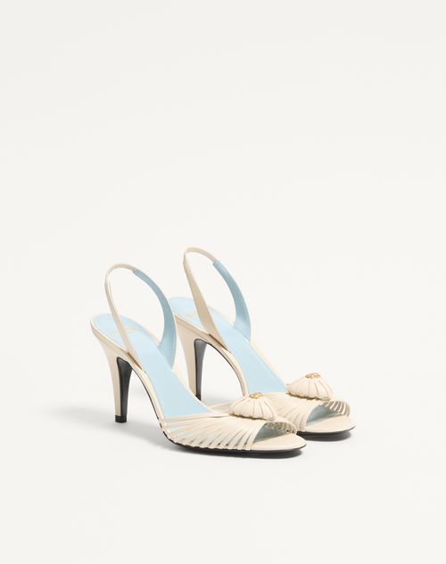 Valentino Garavani - Coeur Royal Kidskin Sandal 85mm - Butter - Woman - Sandals