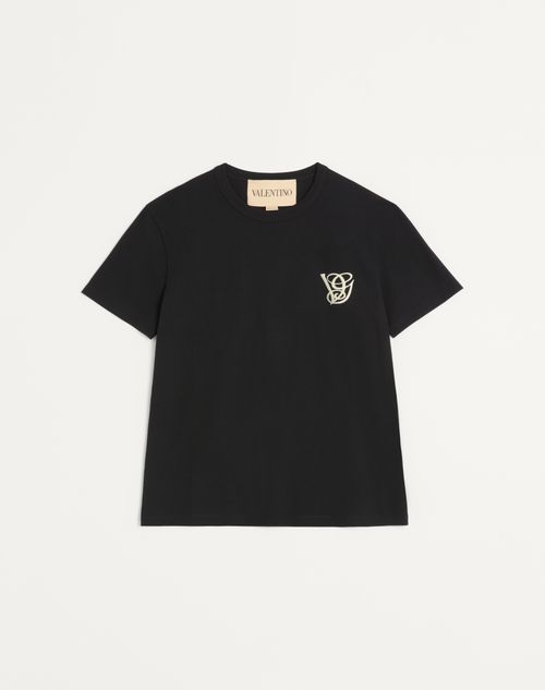 Valentino - Cotton T-shirt With Vg Patch - Black - Man - T-shirts And Sweatshirts