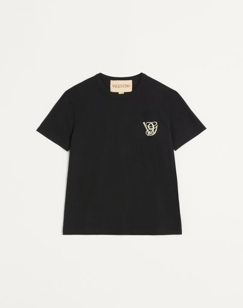 Valentino Cotton T-shirt With Vg Patch Man Black S