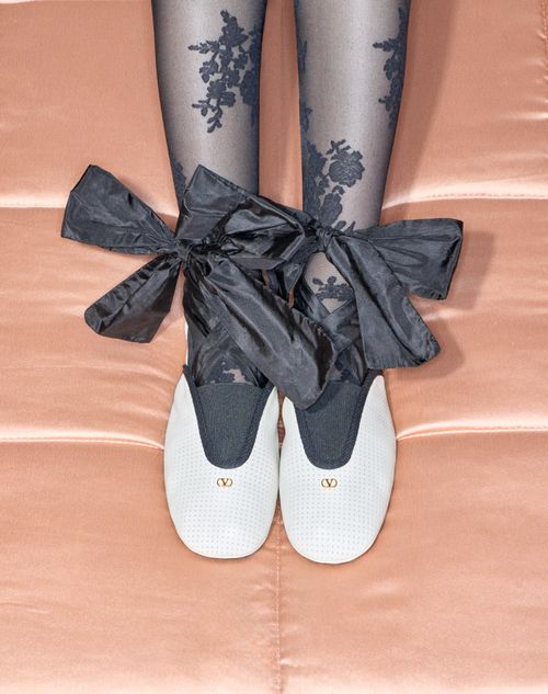 Valentino Garavani - Rythmika Ballerina In Perforated Nappa Leather - White - Woman - Ballerinas