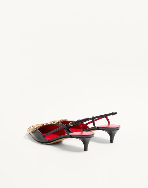 Valentino Garavani - Vlogo Signature Calfskin Slingback Pump 40mm / 1.6 In. - Black - Woman - Shoes