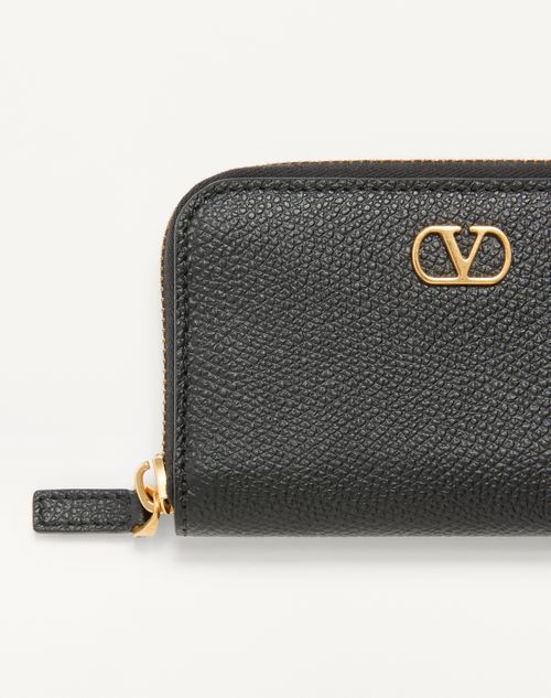 Valentino Garavani - Vロゴ シグネチャー グレインカーフスキン ミニジップウォレット - ブラック - ウィメンズ - 