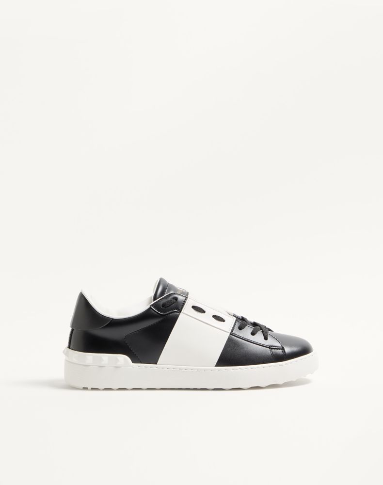 Valentino Garavani Open Leather Sneakers With Contrast Band And Stud Details Shoes In Black
