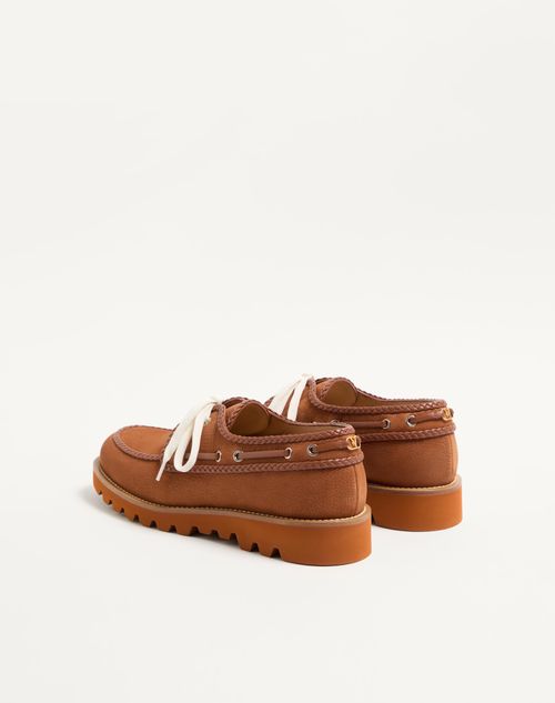 Valentino Garavani - Palm Avenue Deerskin Suede Boat Shoe - Tobacco - Man - Loafers And Driver