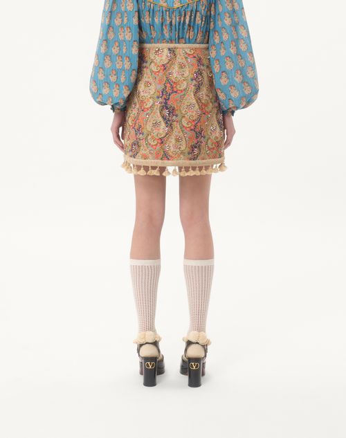 Valentino - Embroidered Skirt On Piquet With Paisley Voyage Imaginaire Print - Multicolor - Woman - Skirts