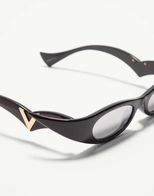 Valentino - Gafas Geométricas De Acetato - Negro/plateado - Unisexo - Gafas De Sol