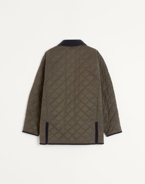 Valentino - Quilted Nylon Shirt Jacket With Vlogo Patch - Olive Green - Man - Outerwear