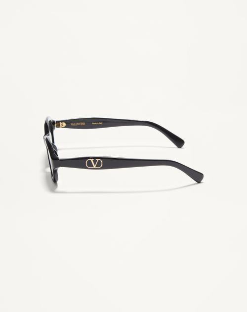 Valentino - Rectangular Acetate Eyewear - Black/gray - Unisex - Eyewear