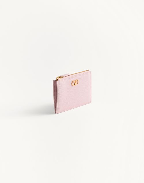 Valentino Garavani - Vlogo Signature Grainy Calfskin Card Holder - Rose Quartz - Woman - Wallets And Small Leather Goods