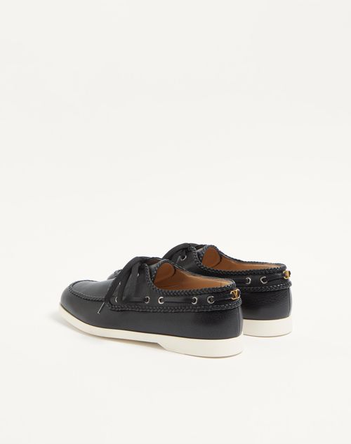 Valentino Garavani - Palm Avenue Kidskin Boat Shoe - Black - Man - Loafers And Driver