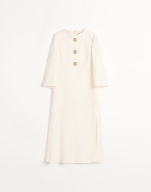Valentino Virgin Wool-silk Midi Dress In Elfenbein