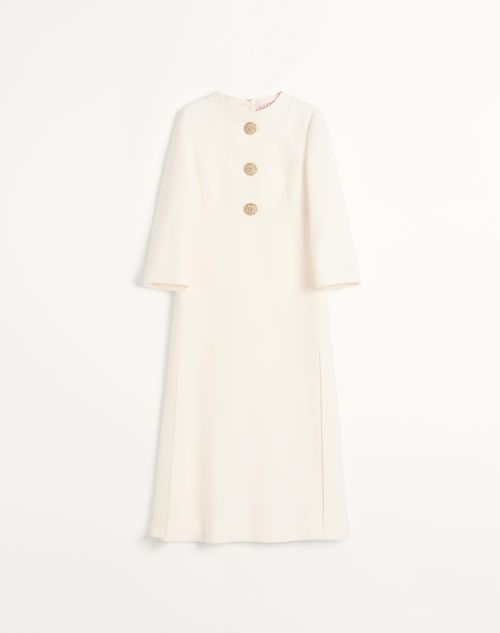 Valentino Virgin Wool-silk Midi Dress In Elfenbein