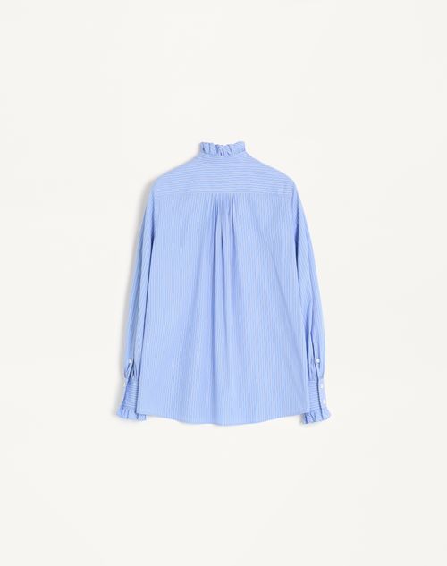 Valentino - Camicia In Popeline Classic Stripe - Iris Liliac - Donna - Camicie E Top