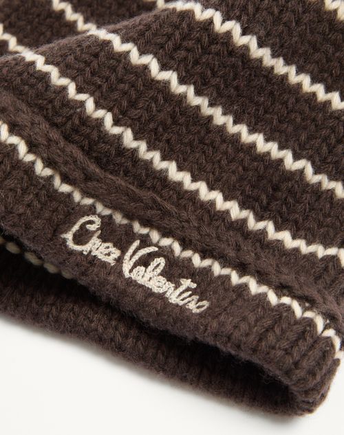 Valentino Garavani - Chez Valentino Knitted Wool Beanie - Testa Di Moro/butter - Man - Hats And Gloves