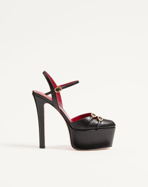 Valentino Garavani Crasher Platform Pumps In Kidskin 145mm Woman Black 39