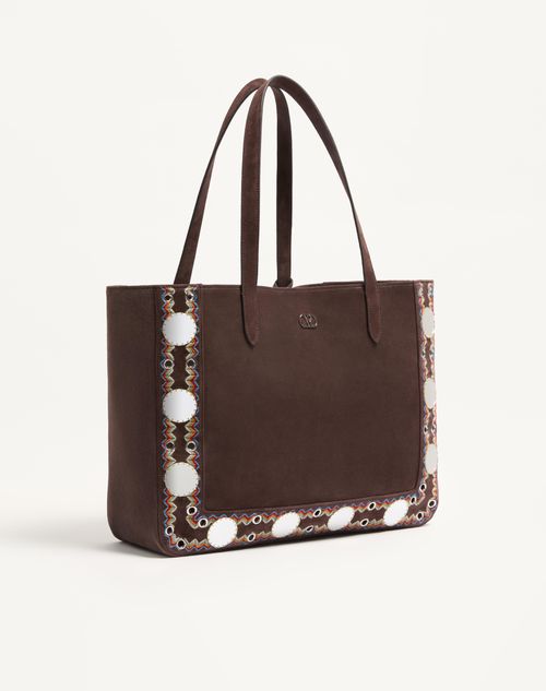 Valentino Garavani - Valentino Garavani Nellcôte Suede Shopping Bag - Testa Di Moro - Man - Totes