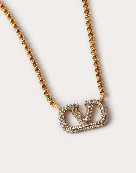 Vロゴ シグネチャー メタル X スワロフスキー®クリスタル ネックレス