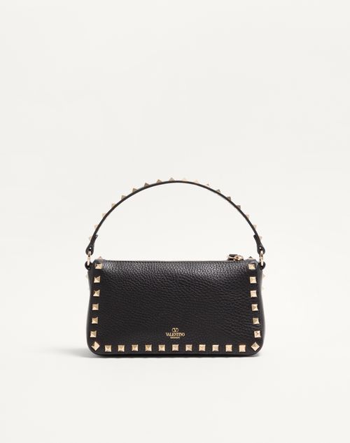 Valentino Garavani - Small Rockstud Grainy Calfskin Crossbody Bag - Black - Woman - Bags