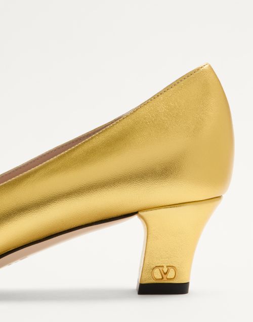 Valentino Garavani - Bowow Pumps In Laminated Nappa 45mm - Antique Gold - Woman - Pumps