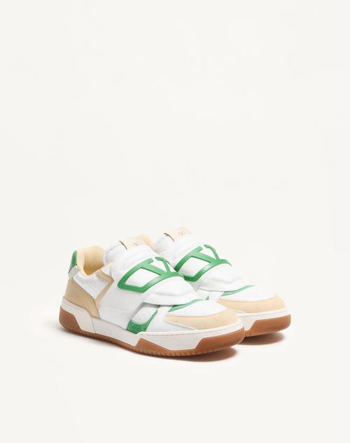 Valentino Garavani - Joie De Jouer Low Top Sneaker In Nappa Calfskin - White/shell/green - Man - Sneakers