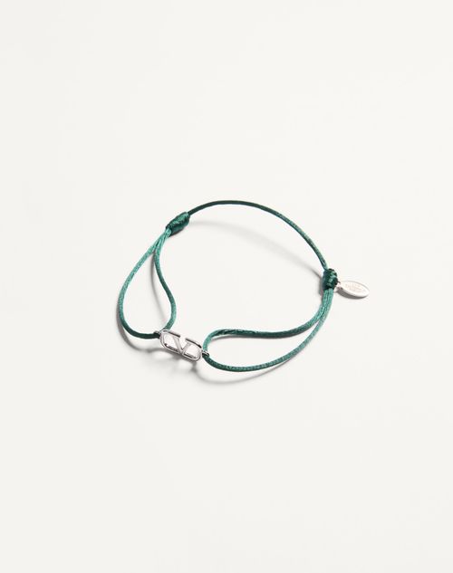 Valentino Garavani - Bracciale Vlogo Signature In Cotone - English Green - Uomo - Gioielli