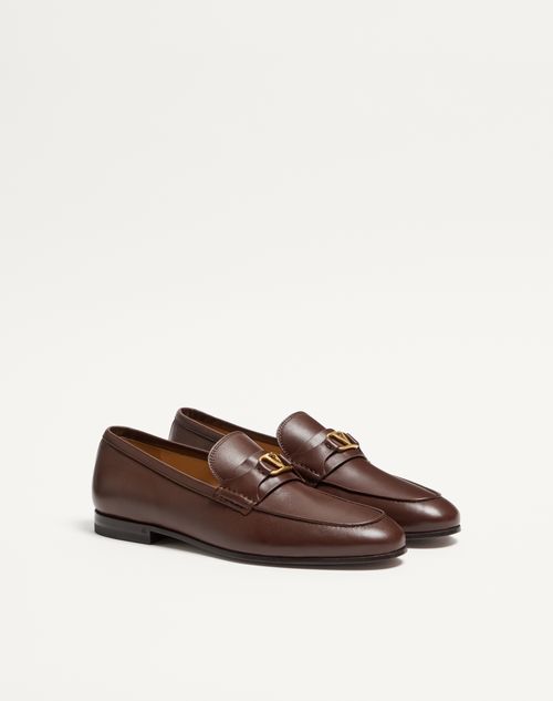 Valentino Garavani - Vlogo Signature Nappa Leather Loafer - Brown - Man - Loafers And Drivers