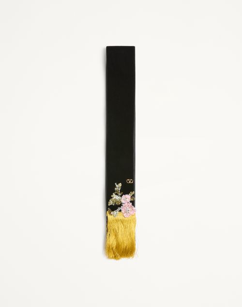 Valentino Garavani - Valentino Velvet Scarf With Embroidery - Black/gold - Woman - Soft Accessories