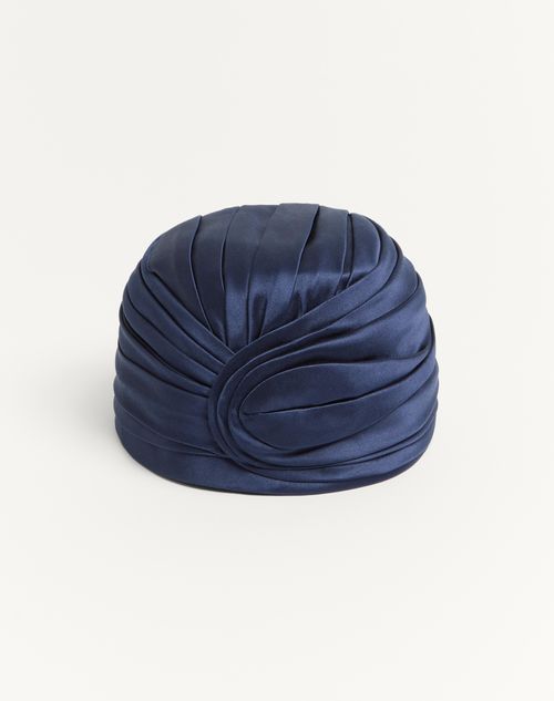 Valentino Rigid Silk & Nylon Turban In Blue/gold
