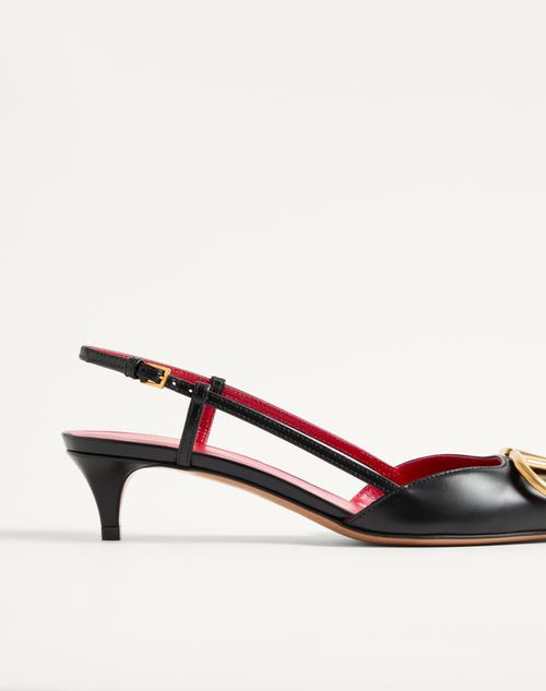 Valentino Garavani - Vlogo Signature Calfskin Slingback Pump 40mm / 1.6 In. - Black - Woman - Shoes
