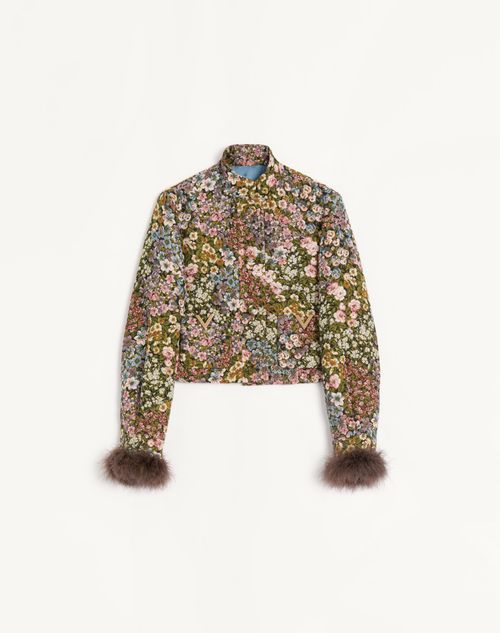 Valentino - Caban In Gobelin Apres L’hiver Fiorellini - Black/multicolor - Woman - Jackets And Blazers