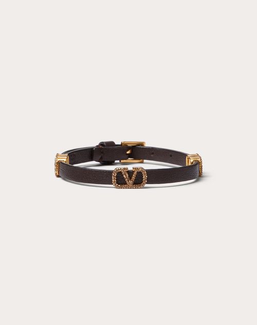 Valentino Garavani Vlogo Signature Leather Bracelet Woman Fondant Uni In Fondant