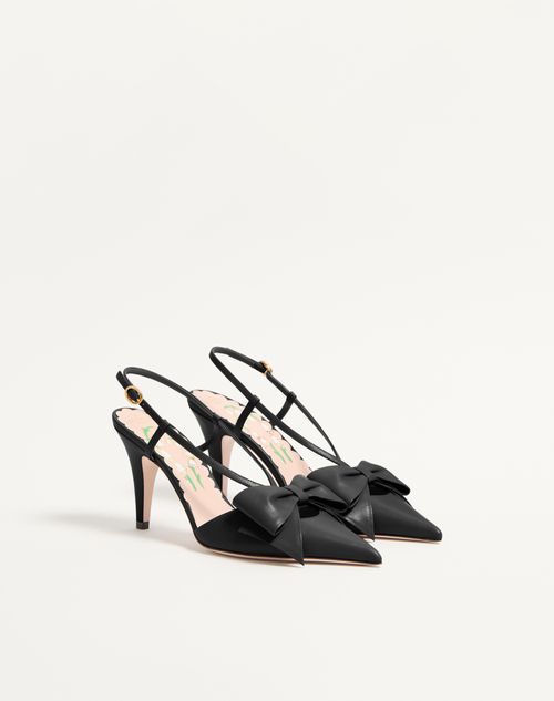 Valentino Garavani - Zapato Bowow De Cabritilla Con Correa Trasera Y Tacón De 45 mm - Negro - Mujer - Salones