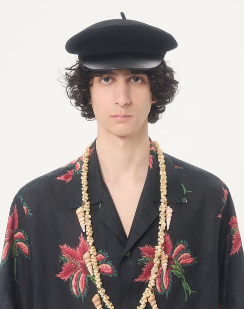 Valentino - Valentino Linen Bowling Shirt With Papier Floral Print - Black/red - Man - Shirts
