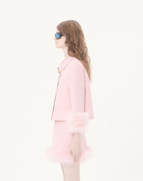 Valentino - Crepe Couture Jacket With Feathers - Rose - Woman - Jackets And Blazers