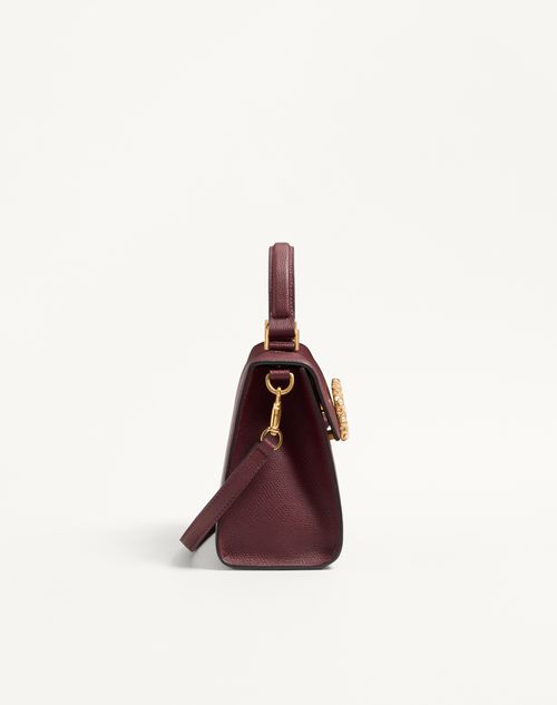 Valentino Garavani - Valentino Garavani Vsling Small Handbag In Grainy Calfskin With Jewel Logo - Rosewood - Woman - Top Handle Bags