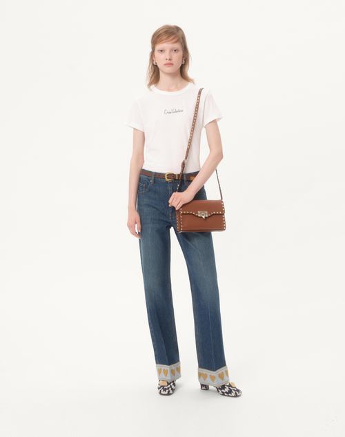 Valentino Garavani - Small Rockstud Grainy Calfskin Crossbody Bag - Saddle Brown - Woman - Bags