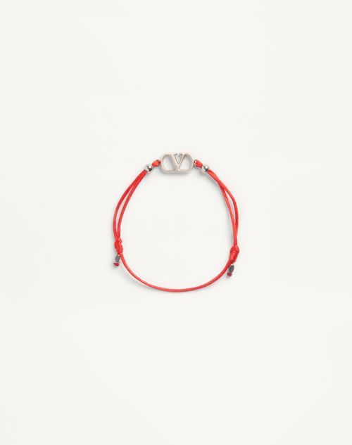 Valentino Garavani - Bracciale Vlogo Signature In Cotone - Rosso - Uomo - Gioielli