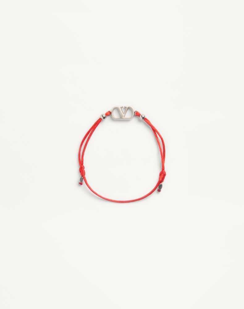 Valentino Garavani Men's Red Vlogo Signature Cotton Bracelet Man Uni