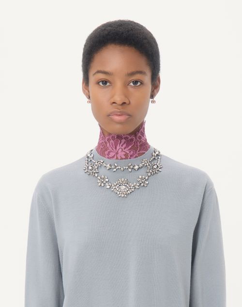 Valentino - Maglia In Lana Ricamata - Grigio - Donna - Maglieria