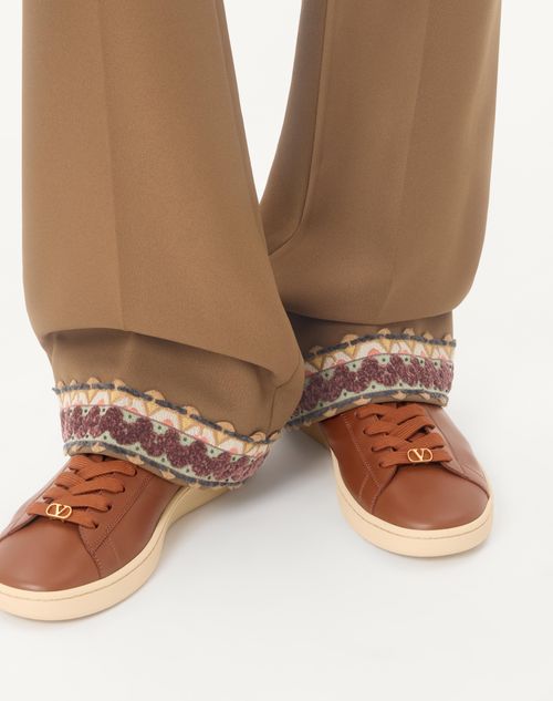 Valentino Garavani - Royco Sneaker In Nappa Calfskin - Tobacco - Man - Sneakers