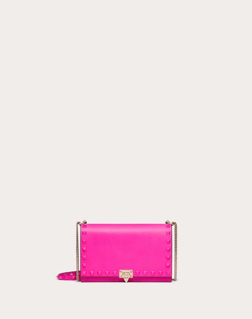 Valentino Garavani Mini Rockstud Calfskin Bag With Chain Woman Pink Pp Uni