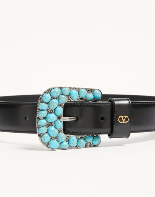 Valentino Garavani - Vlogo Signature Brushed Calfskin Belt 30 Mm - Black - Woman - Belts