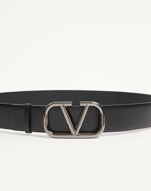 Valentino Garavani - Vlogo Signature Calfskin Belt 40 Mm - Black - Man - Accessories