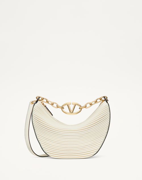 VALENTINO GARAVANI VALENTINO GARAVANI SMALL VLOGO MOON HOBO BAG IN NAPPA LEATHER WITH CHAIN WOMAN IVORY UNI