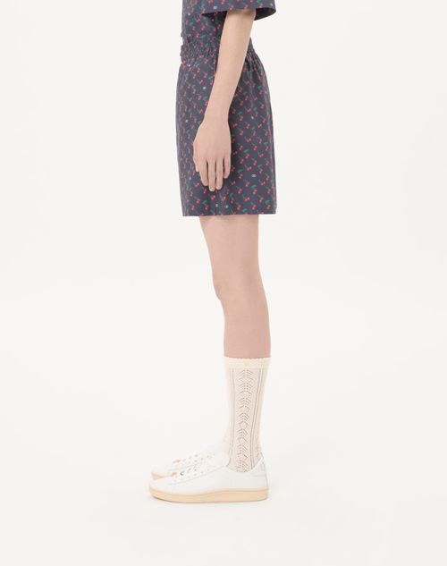 Valentino - Bermudas De Popelina De Algodón Con Estampado Cherryfic - Azul - Hombre - Pantalones Largos Y Cortos