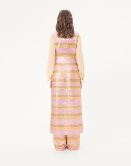 Valentino - Lurex Lumiere Nocturne Barré Vest - Rose Gold - Woman - Coats And Outerwear