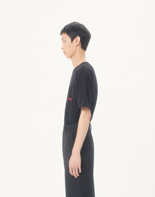 Valentino - Valentino Cotton T-shirt With Made In Valentino Print - Black/red - Man - T-shirts And Sweatshirts