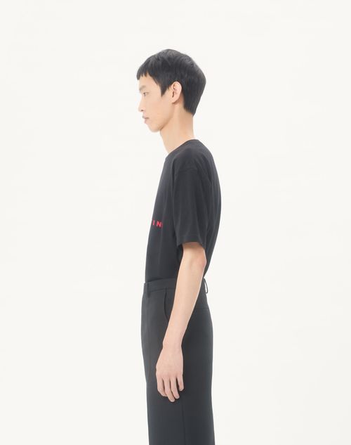Valentino - Valentino Cotton T-shirt With Made In Valentino Print - Black/red - Man - Tshirts And Sweatshirts