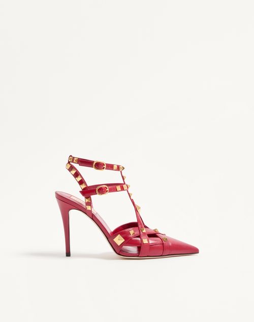 Valentino Garavani - Zapatos De Salón Studdy De Cabritilla Con Tacón De 100 mm - Rojo - Mujer - Salones