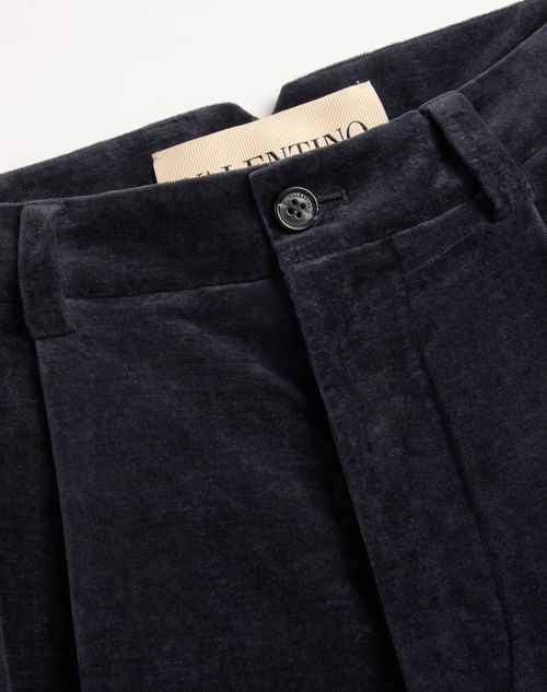 Valentino - Washed Cotton-linen Velvet Pants - Night - Man - Pants And Shorts